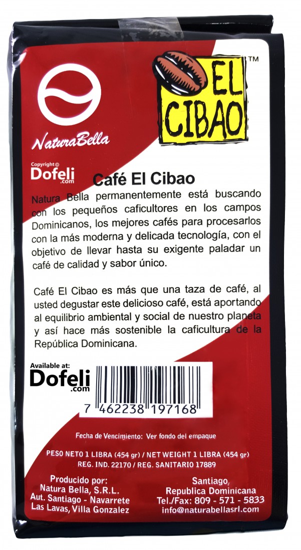 El Cibao ground coffee from the Dominican Republic. Crafted for a balanced and aromatic experience.